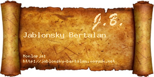 Jablonsky Bertalan névjegykártya